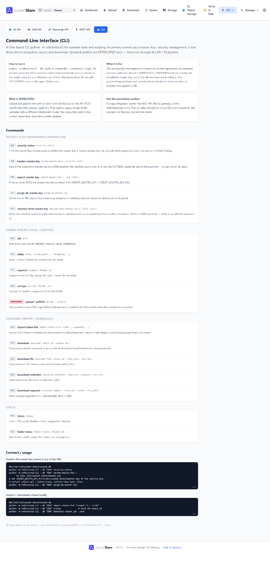 CLI — Usenet Share screenshot